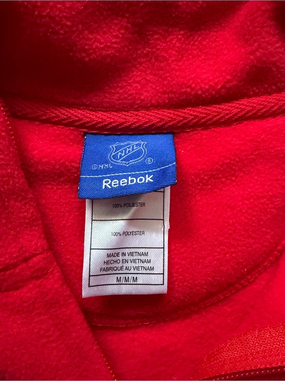 Vintage Reebok Detroit Red Wings Quilted Fleece Jacket - Picture 2 of 4